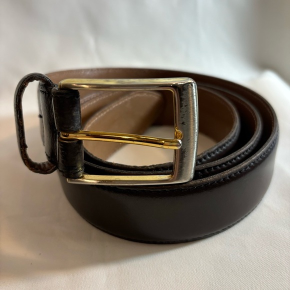 BENCH CRAFT Sz 42 Leather Belt Smooth With Gold Toned Buckle - Picture 2 of 5